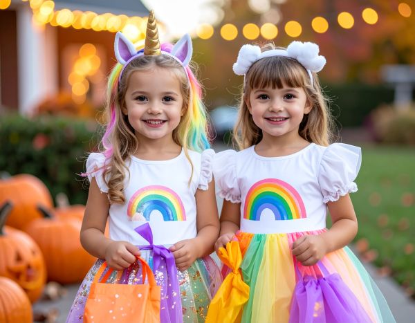 dguisemernt duo fille Licorne et arc-en-ciel