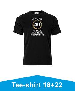 Mygoodprice T-Shirt col Rond Homme Anniversaire 40 Ans + 22 d\'exprience Noir (Black) M